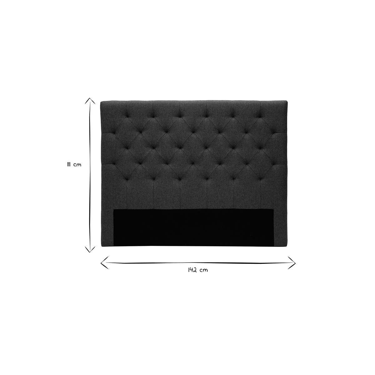 Tête de lit capitonnée en tissu L140 cm ENGUERRAND gris foncé, MILIBOO