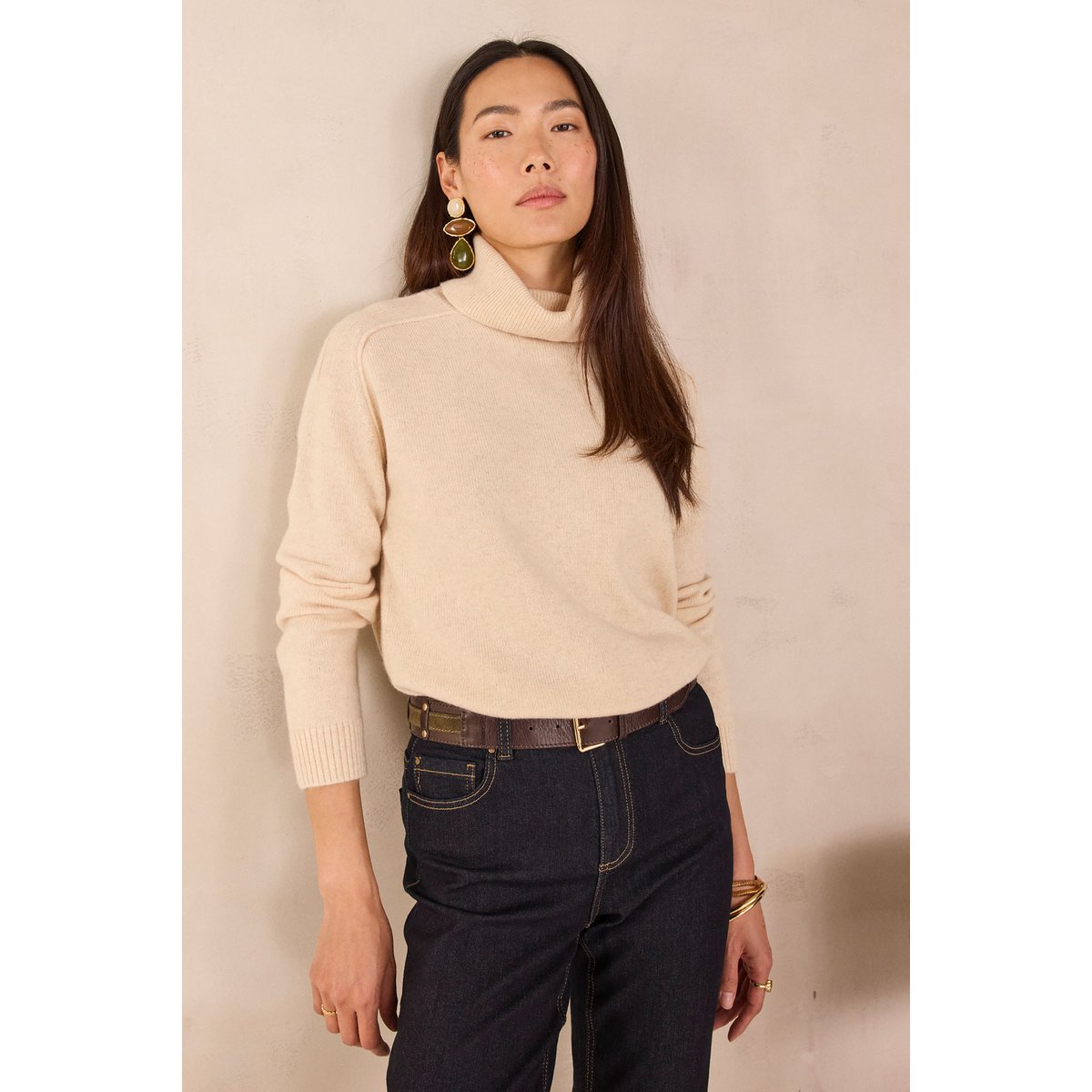 Pull col roulé en 100% laine CELESTIN beige, Maison 123