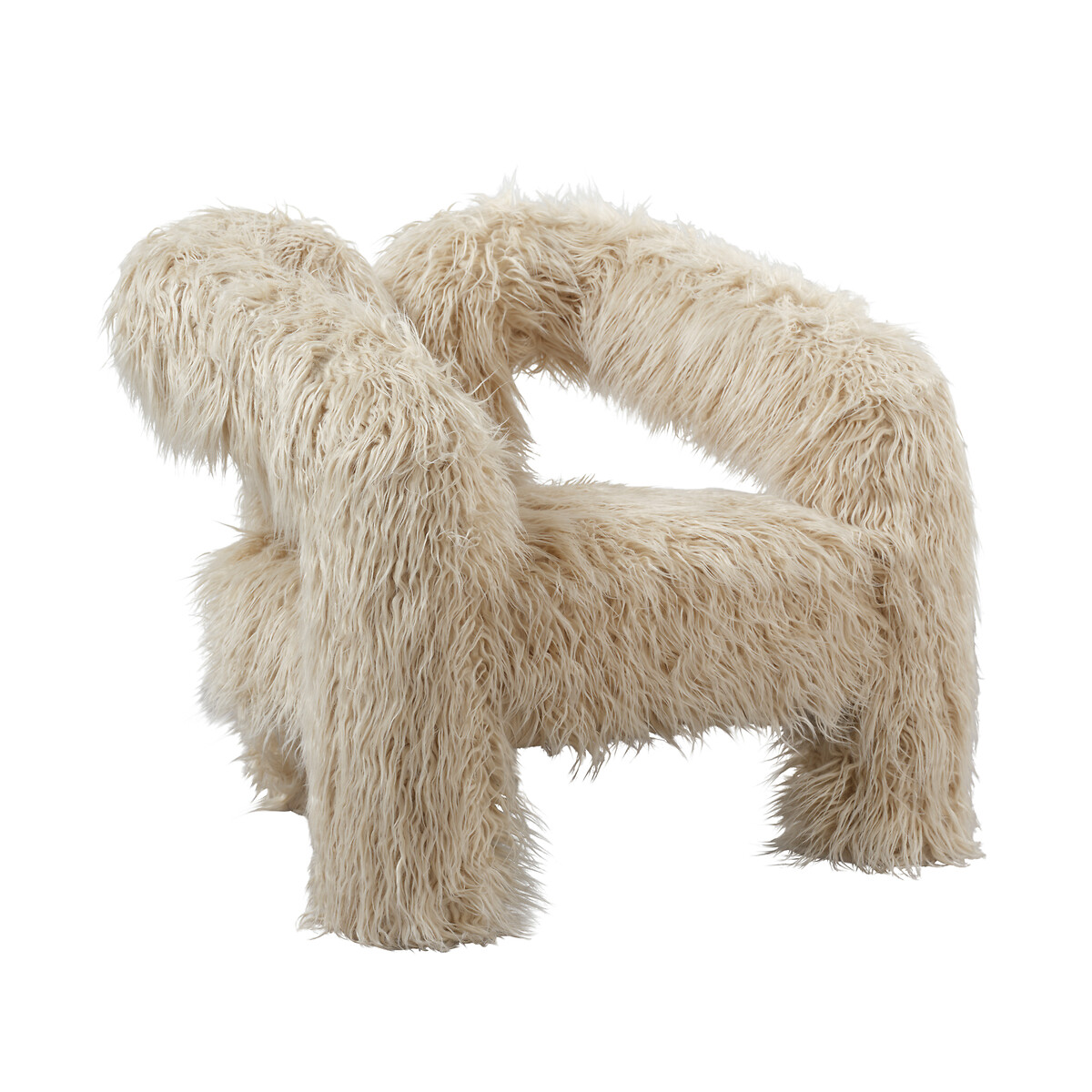 Katrin Faux Fur Sculptural Accent Chair ivory, SO'HOME
