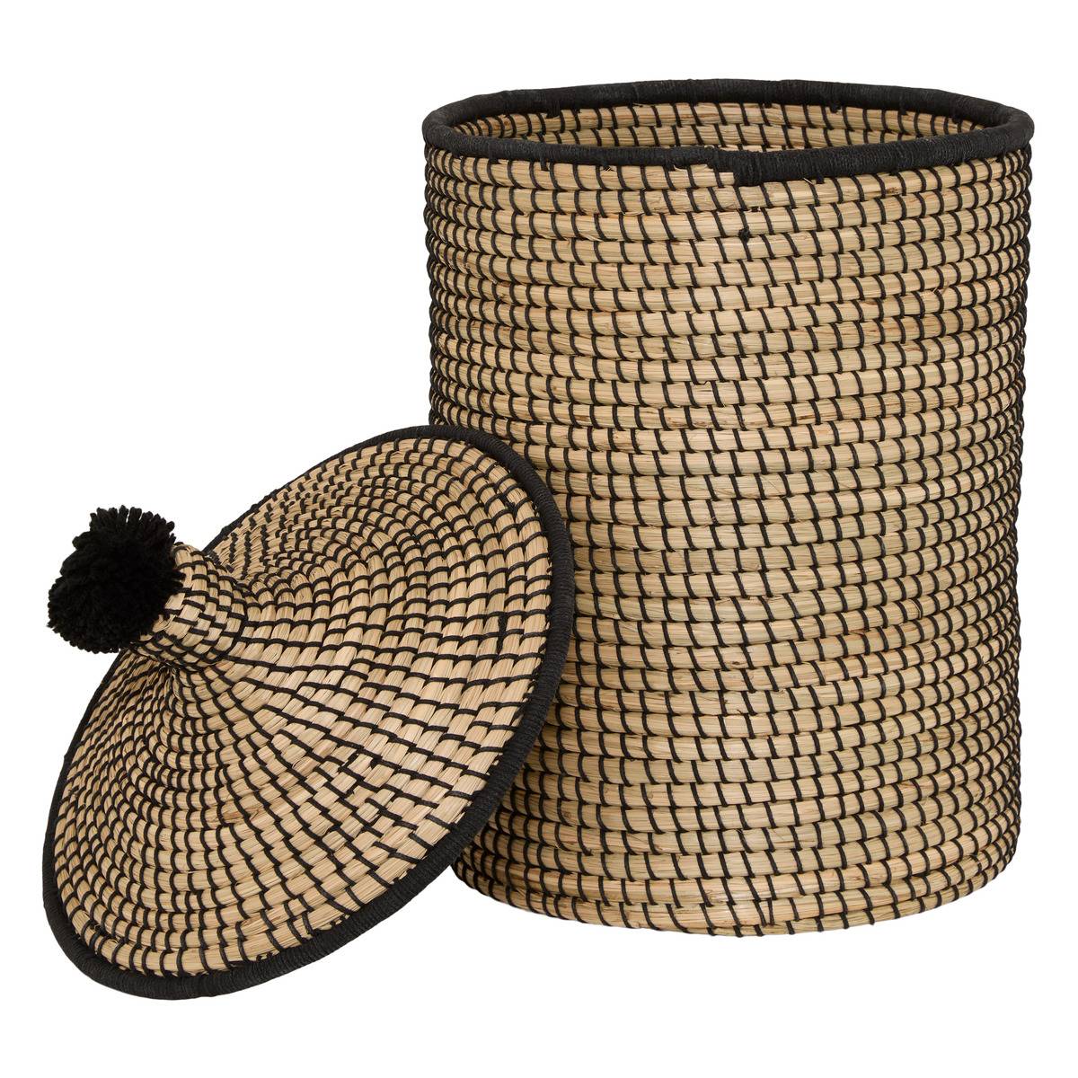 Lot de 3 paniers ronds en roseau NYERO beige, ATMOSPHERA