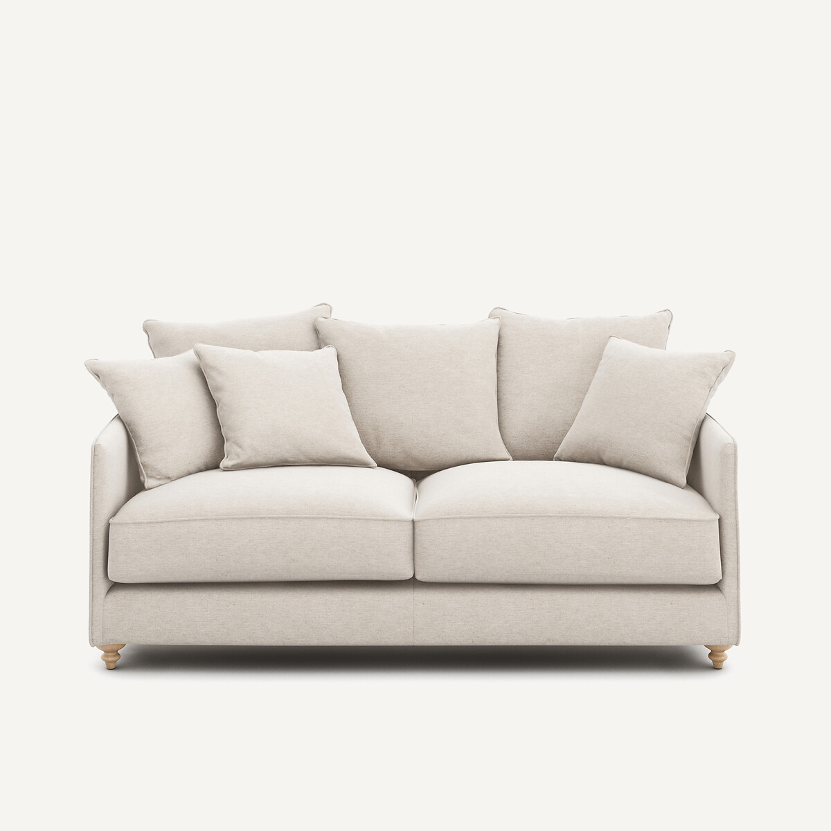 Canapé compact, convertible, 3 places, en toile chinée, LAZARE ivoire, AM.PM
