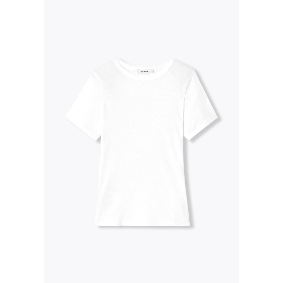 T-shirt côtelé manches courtes marron moyen, PROMOD