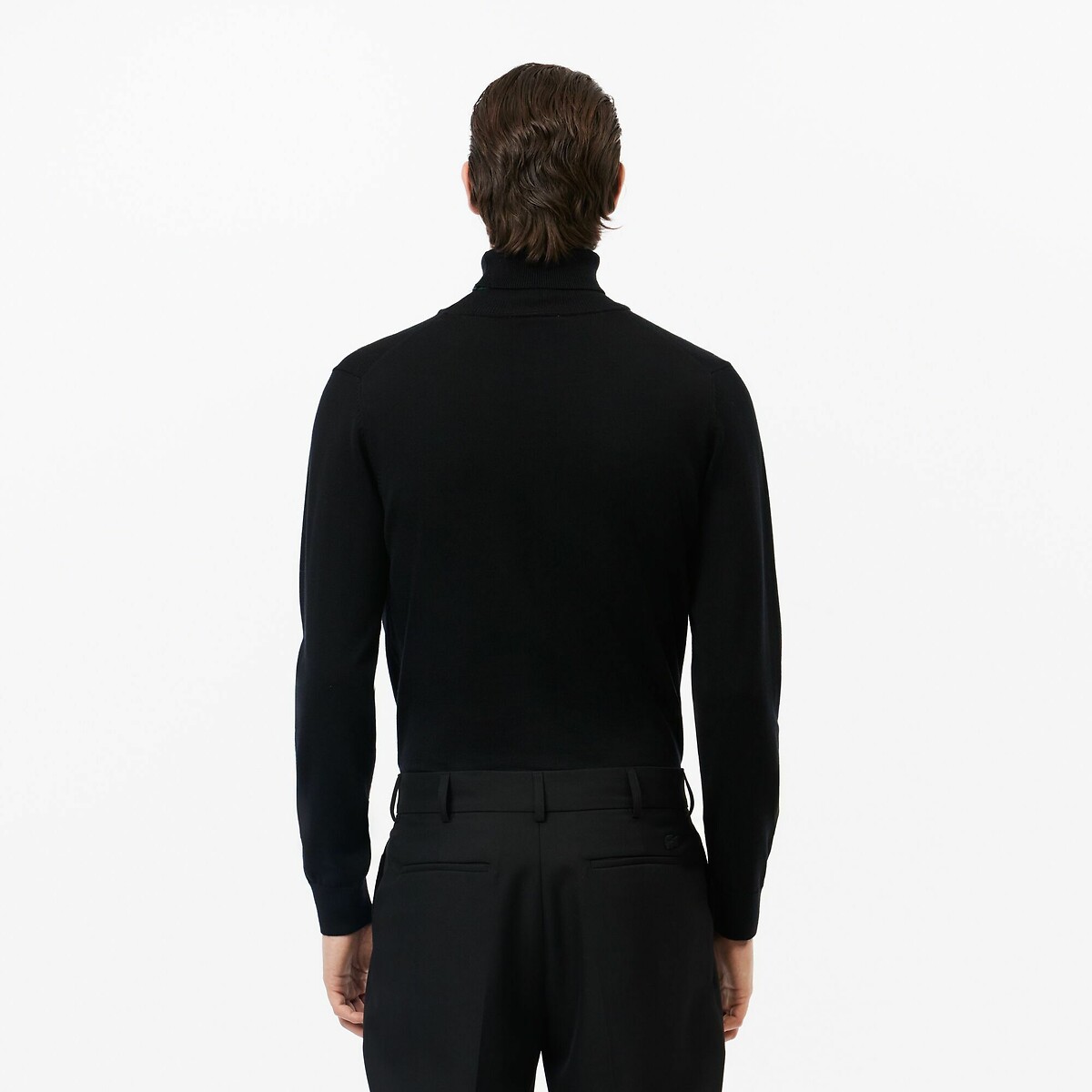 Camisola de gola alta, em lã preto , LACOSTE