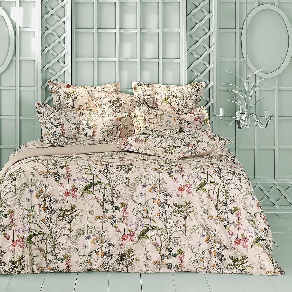 Housse de couette satin de coton PRAIRIE LEGERE beige, GARNIER THIEBAUT