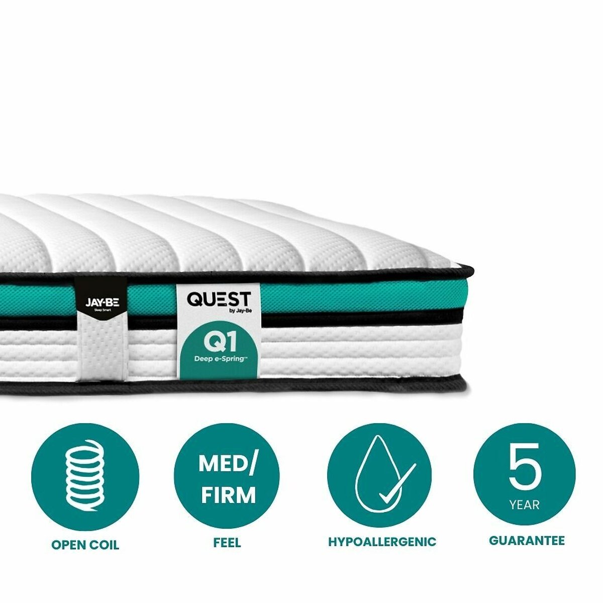 Jay-Be® QUEST™ Q1 e-Sprung™ Eco-Friendly Children's Mattress turquoise/white, JAY-BE