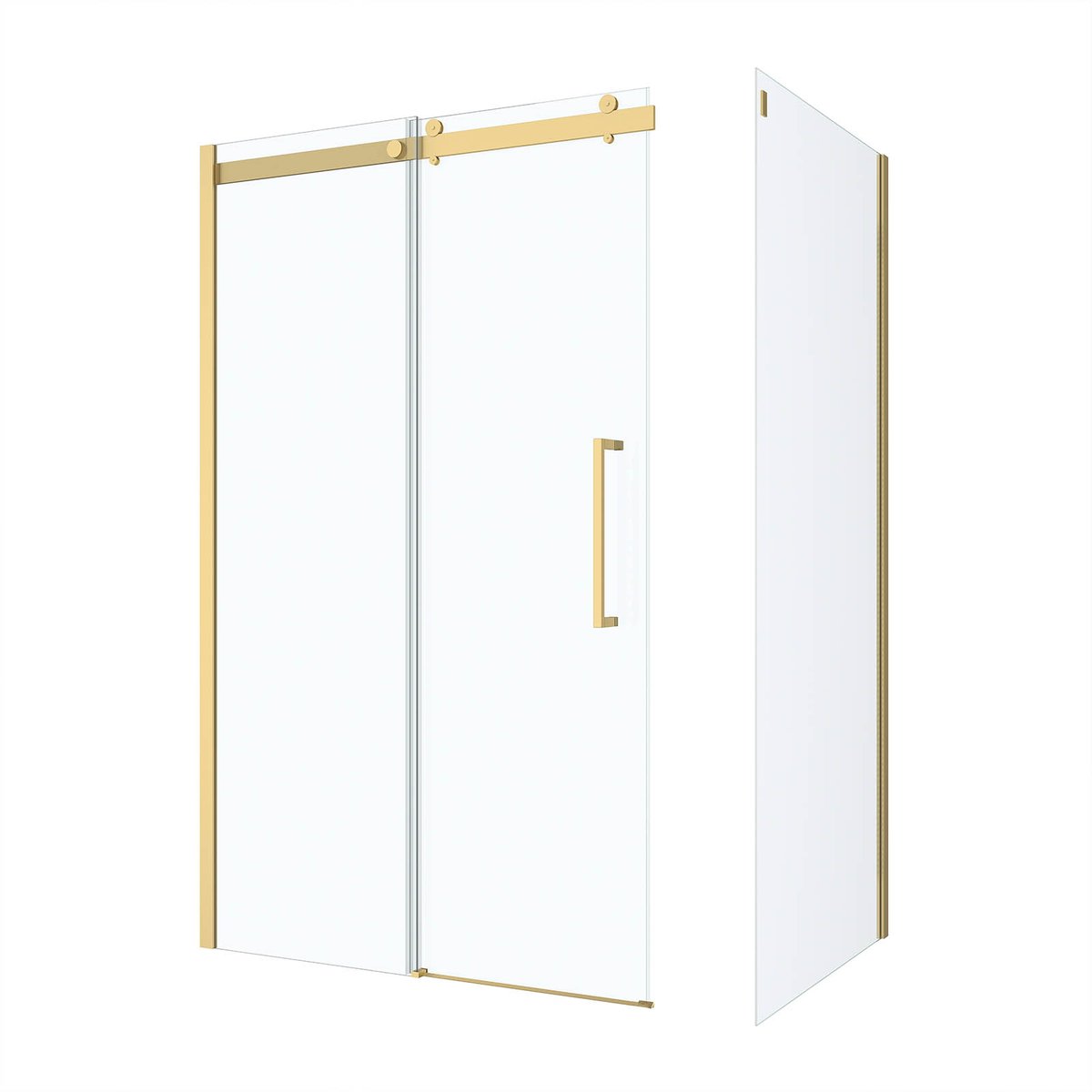 Porte de douche coulissante en verre trempé doré, HOME MAISON