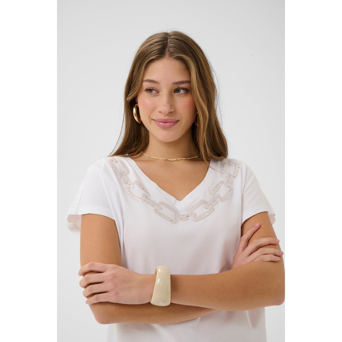 T-shirt à manches courtes blanc snow white, CREAM