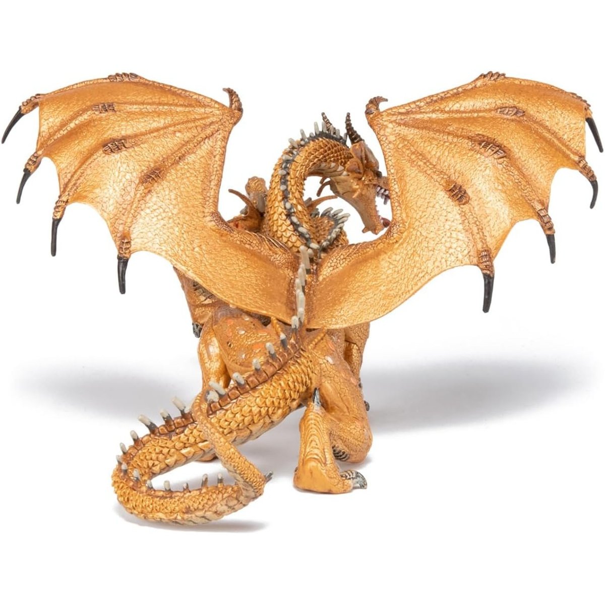 Figurine Dragon à deux têtes or marron, PAPO