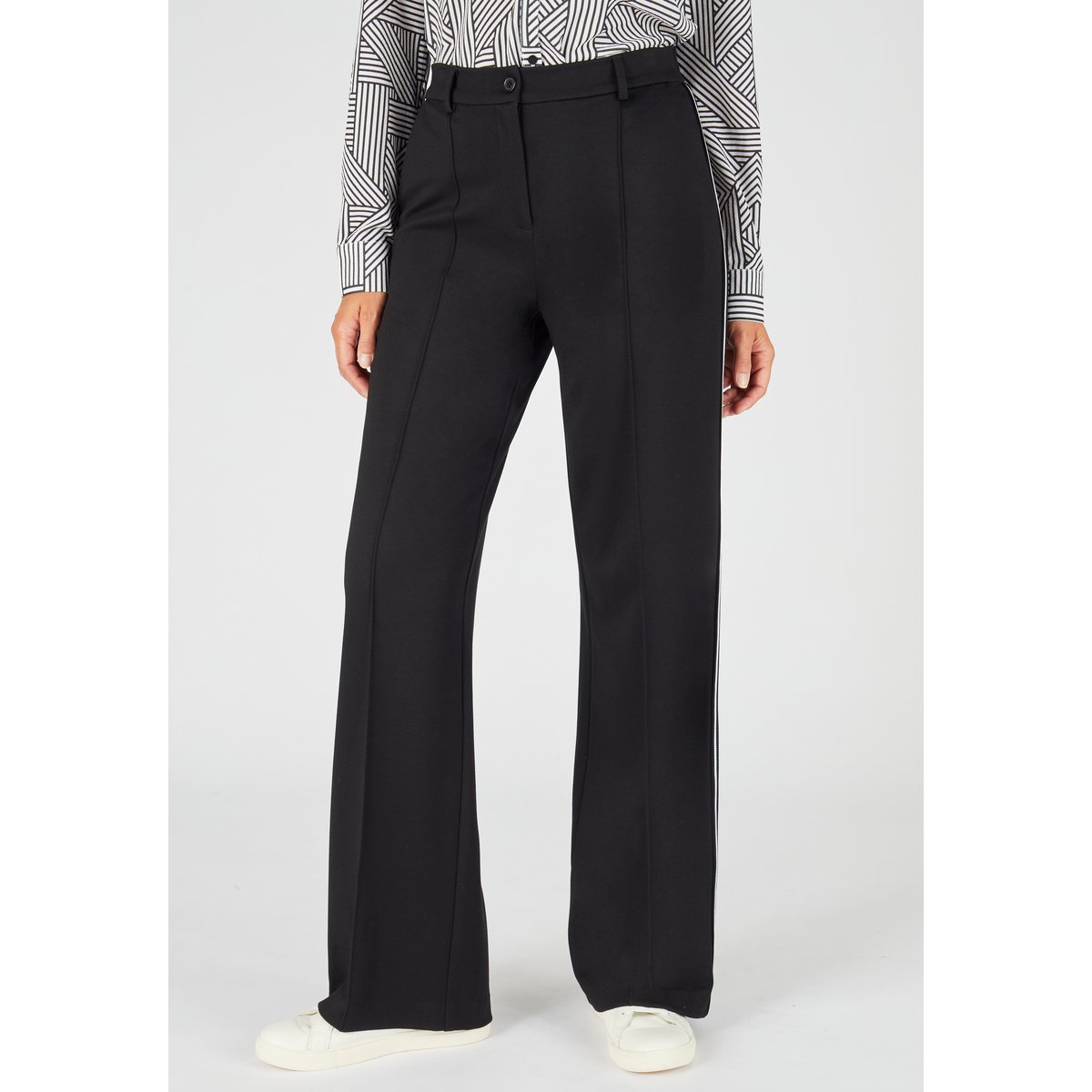 Pantalon large en maille noir, DAMART
