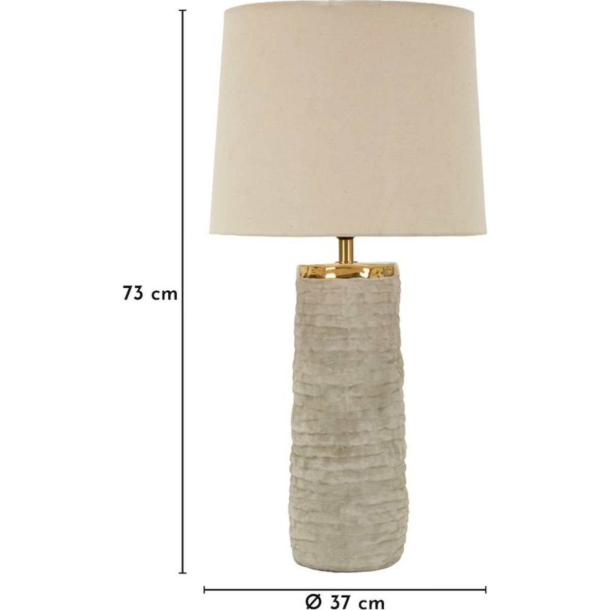 Lampe à poser céramique texturée abat-jour MODERN gris doré et beige, RECOLLECTION