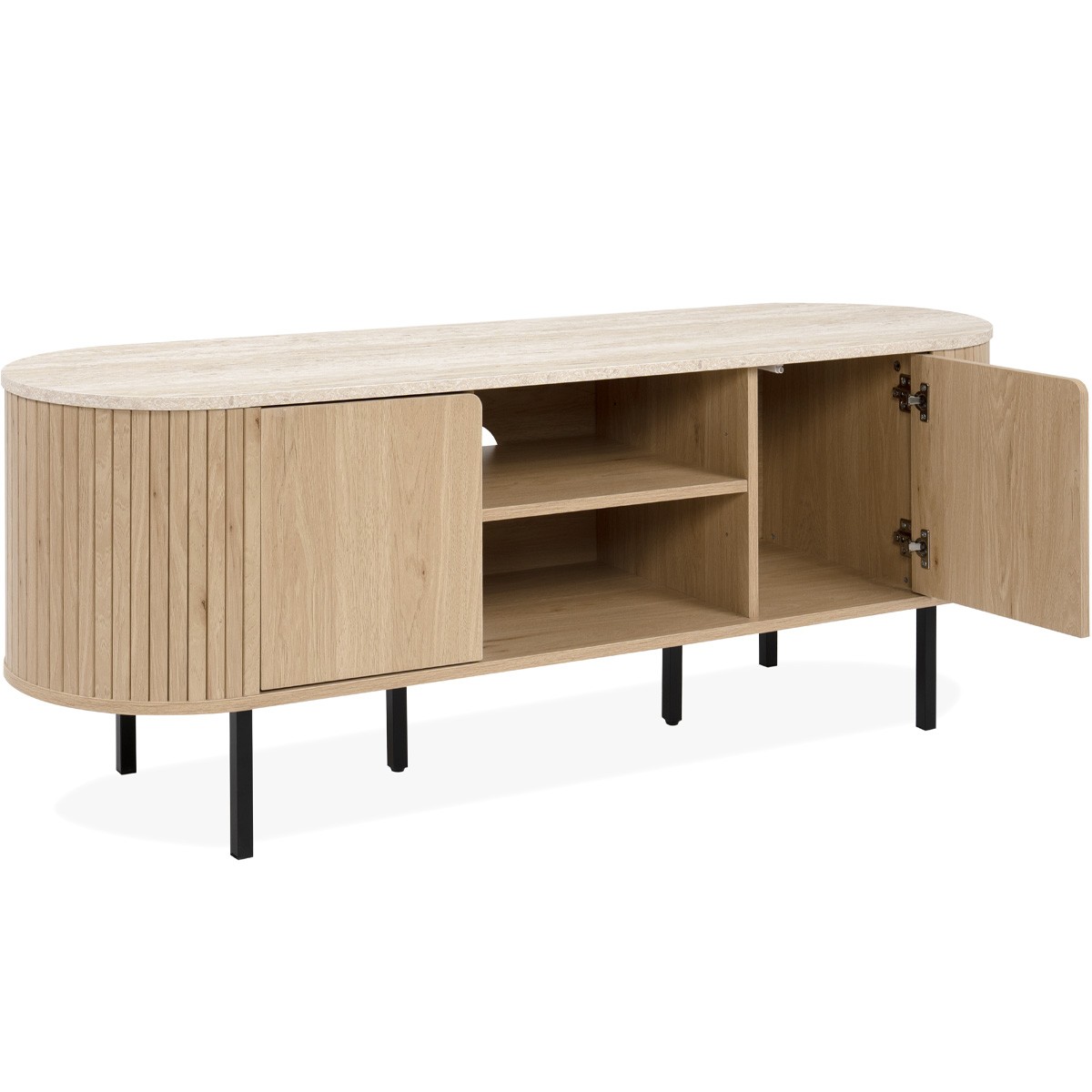 Meuble TV 2 portes 2 niches - JUNA chêne, HOMIFAB
