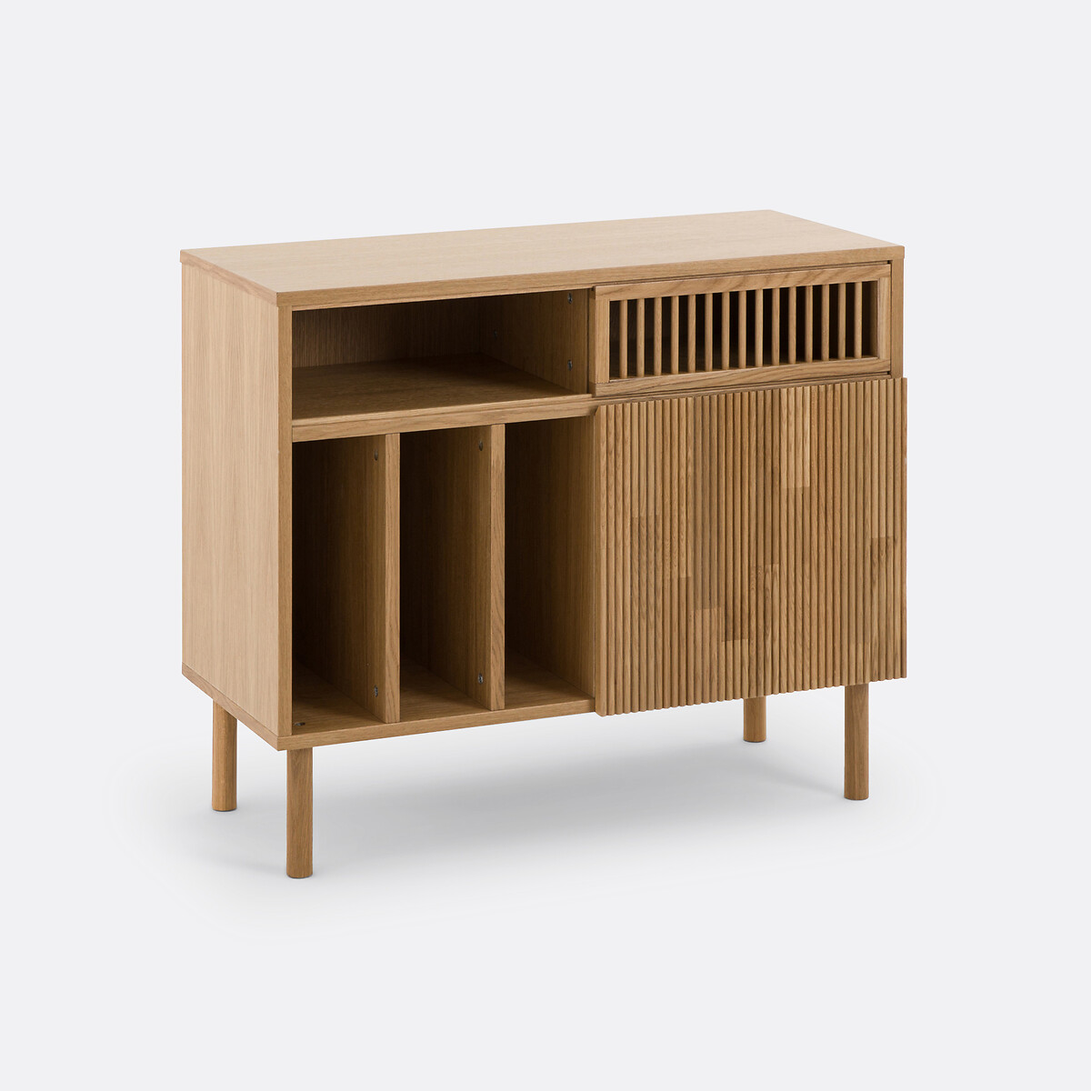 Meuble vinyles chêne massif et plaqué, Bilbao chêne, LA REDOUTE INTERIEURS