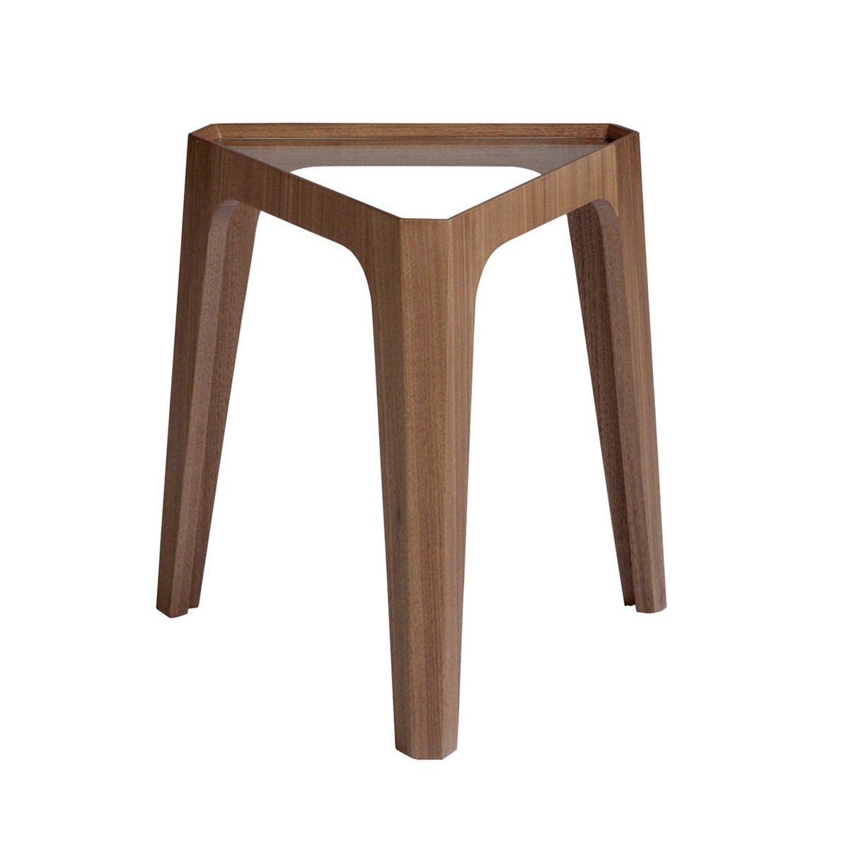 Table d'angle triangulaire en verre trempé et noyer verre | noyer, ANGEL CERDA