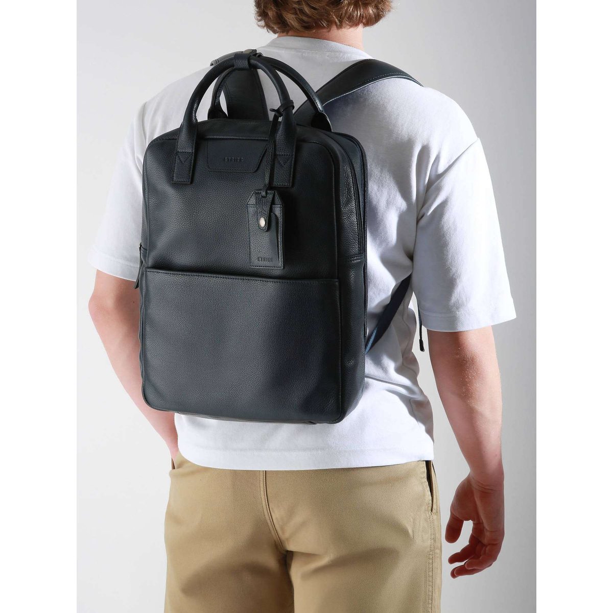 Sac à dos business Flandres 2 compartiments cuir marine, ETRIER
