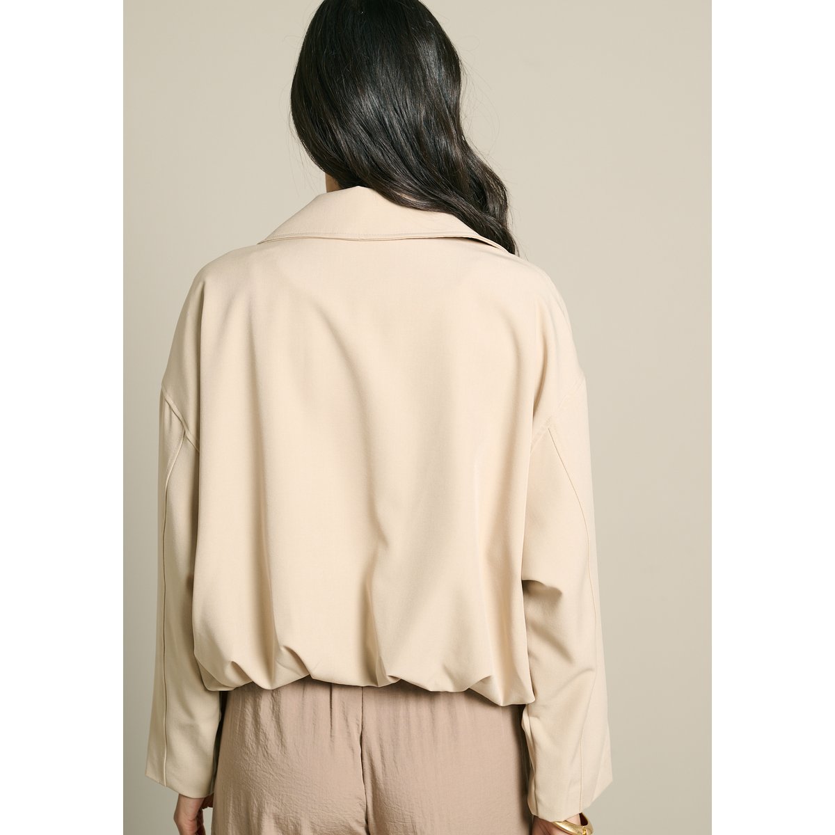 Blouson fluide zippé lt beige, LOLALIZA