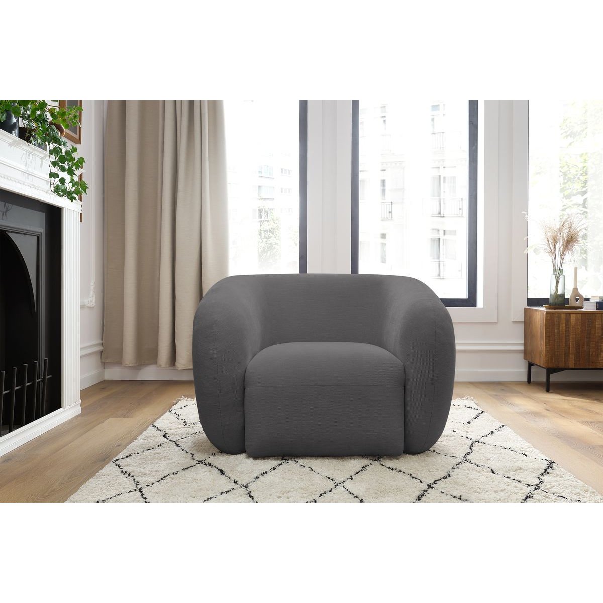 Fauteuil tissu, CELINE gris foncé, BOBOCHIC