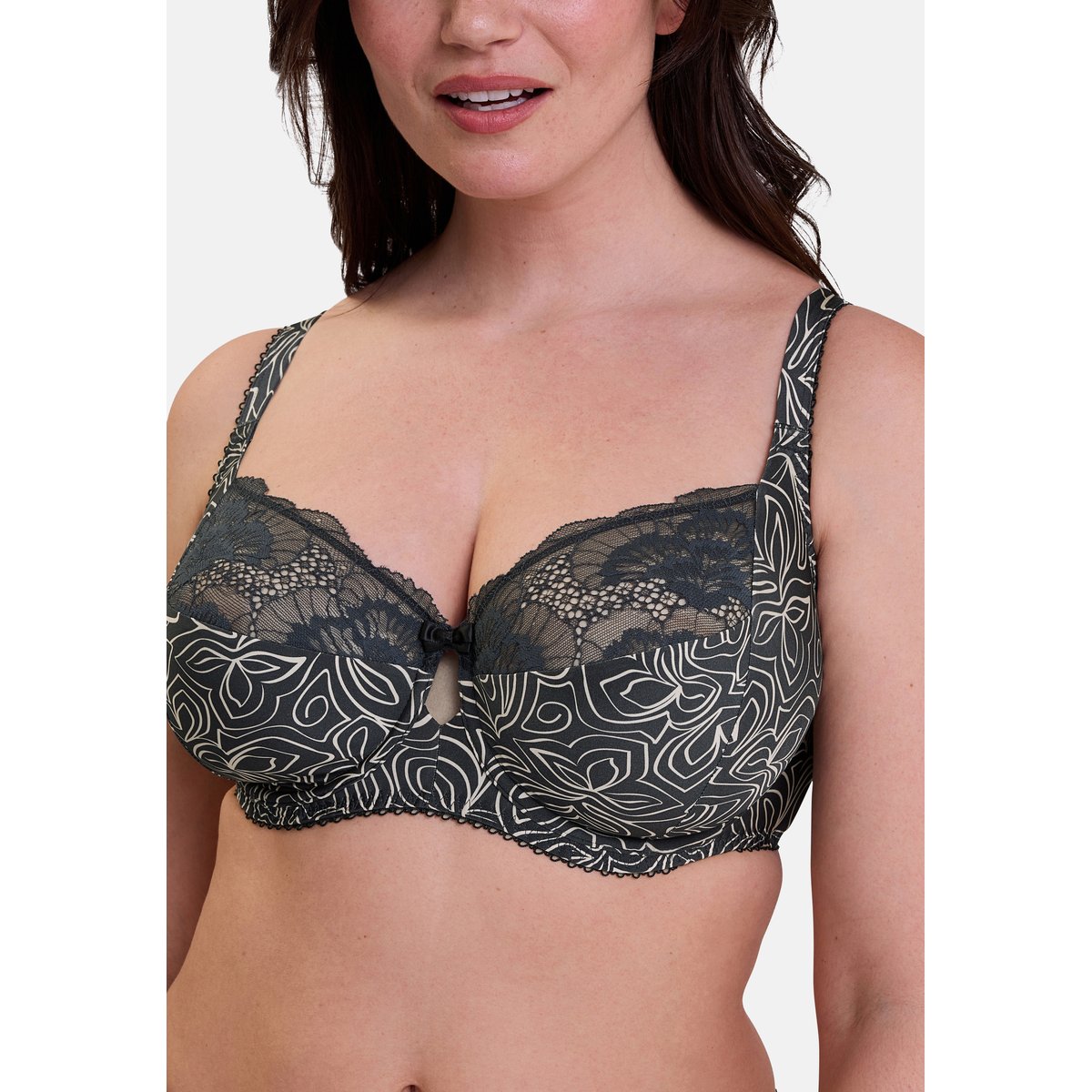 Soutien-gorge HÉLÈNE imprimé graphique anthracite, SANS COMPLEXE