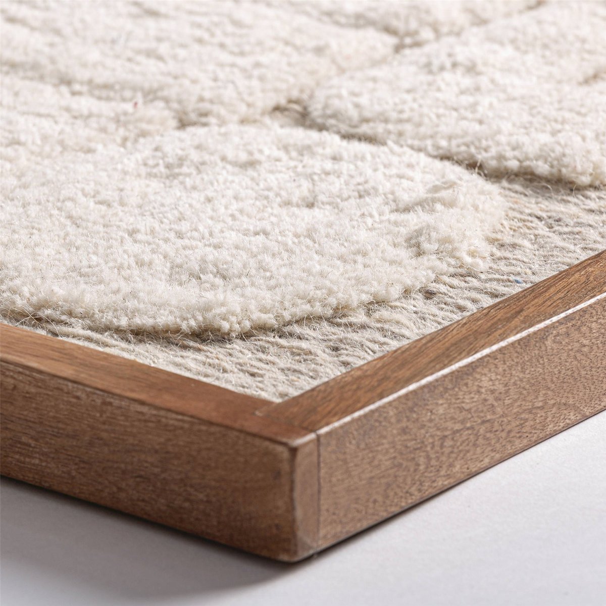 Tableau abstrait en coton et jute beige naturel et bois clair, RECOLLECTION