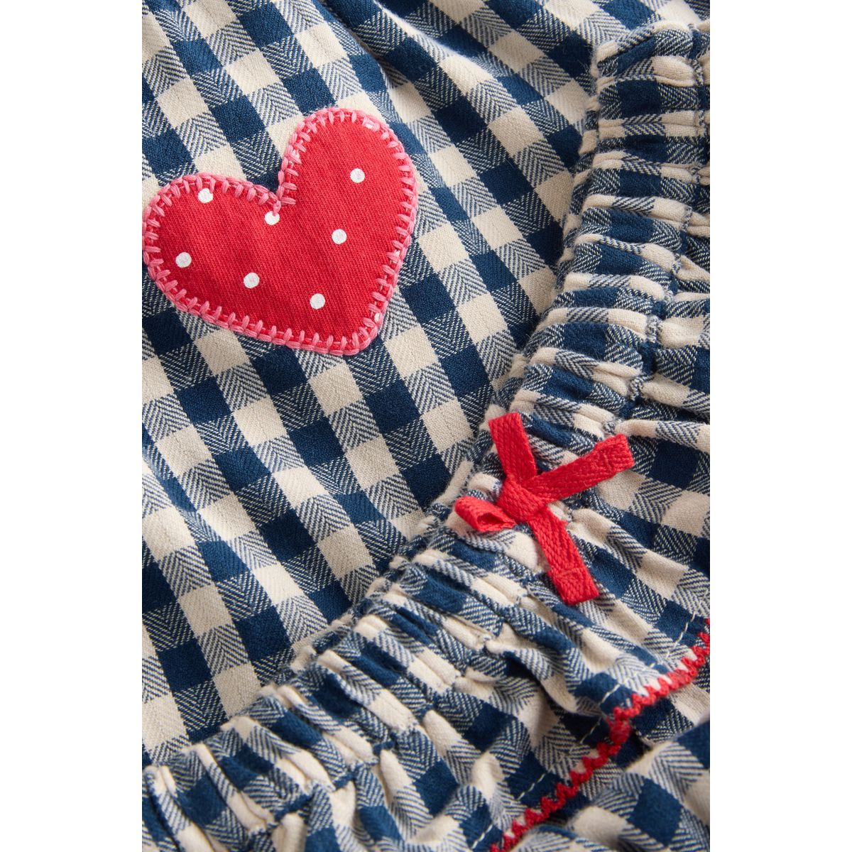 Robe bébé manches longues avec culotte coeur vichy bleu marine, NEXT