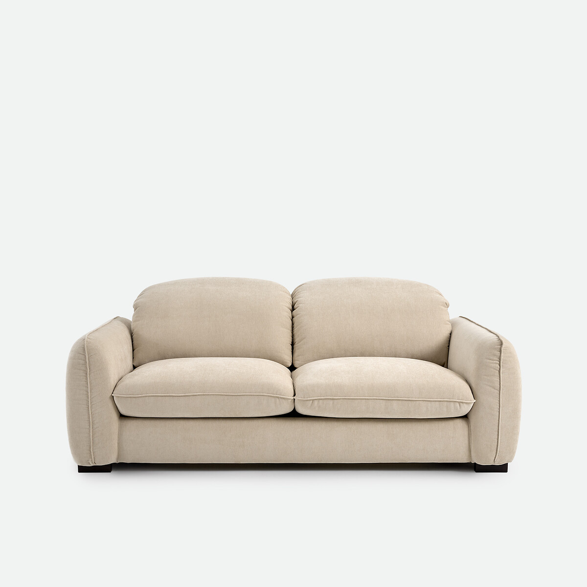 Canapé convertible, 3 places, en polyester chiné, avec têtières, ISLA beige, LA REDOUTE INTERIEURS