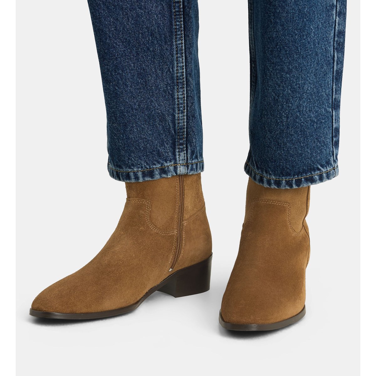 Bottines camarguaises carole cuir velours camel, GALERIES LAFAYETTE