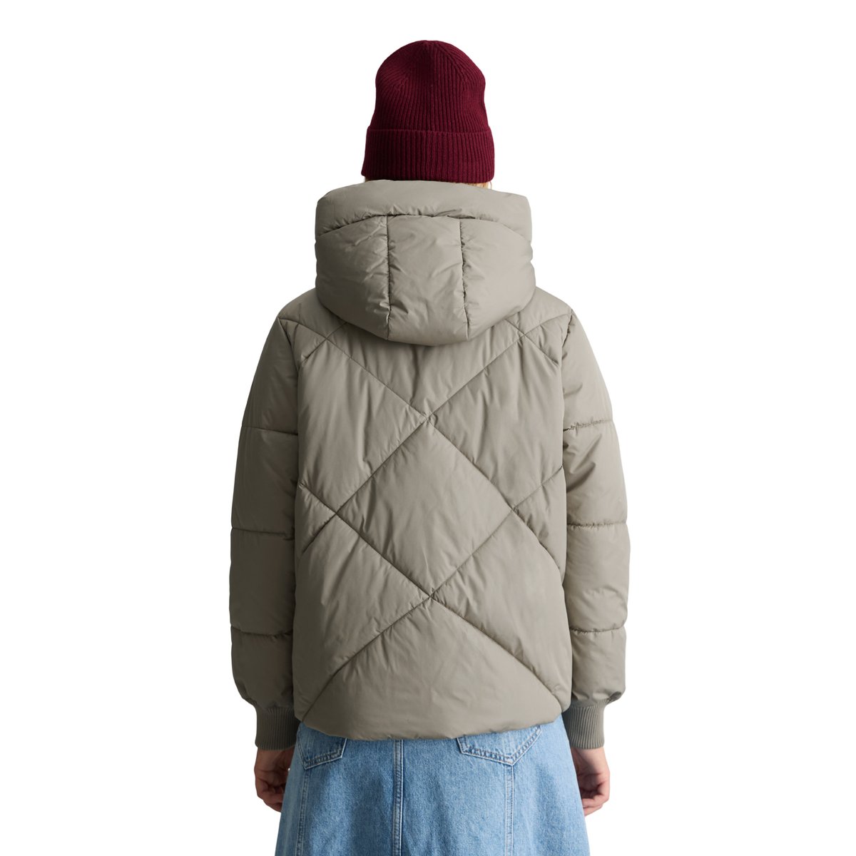 Veste matelassée à capuche, coupe décontractée en polyester recyclé gris, MARC O’POLO DENIM