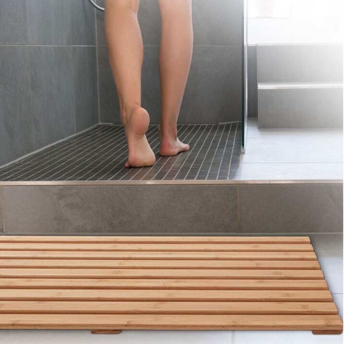 Caillebotis de bain en bambou antidérapant marron, 5FIVE SIMPLY SMART