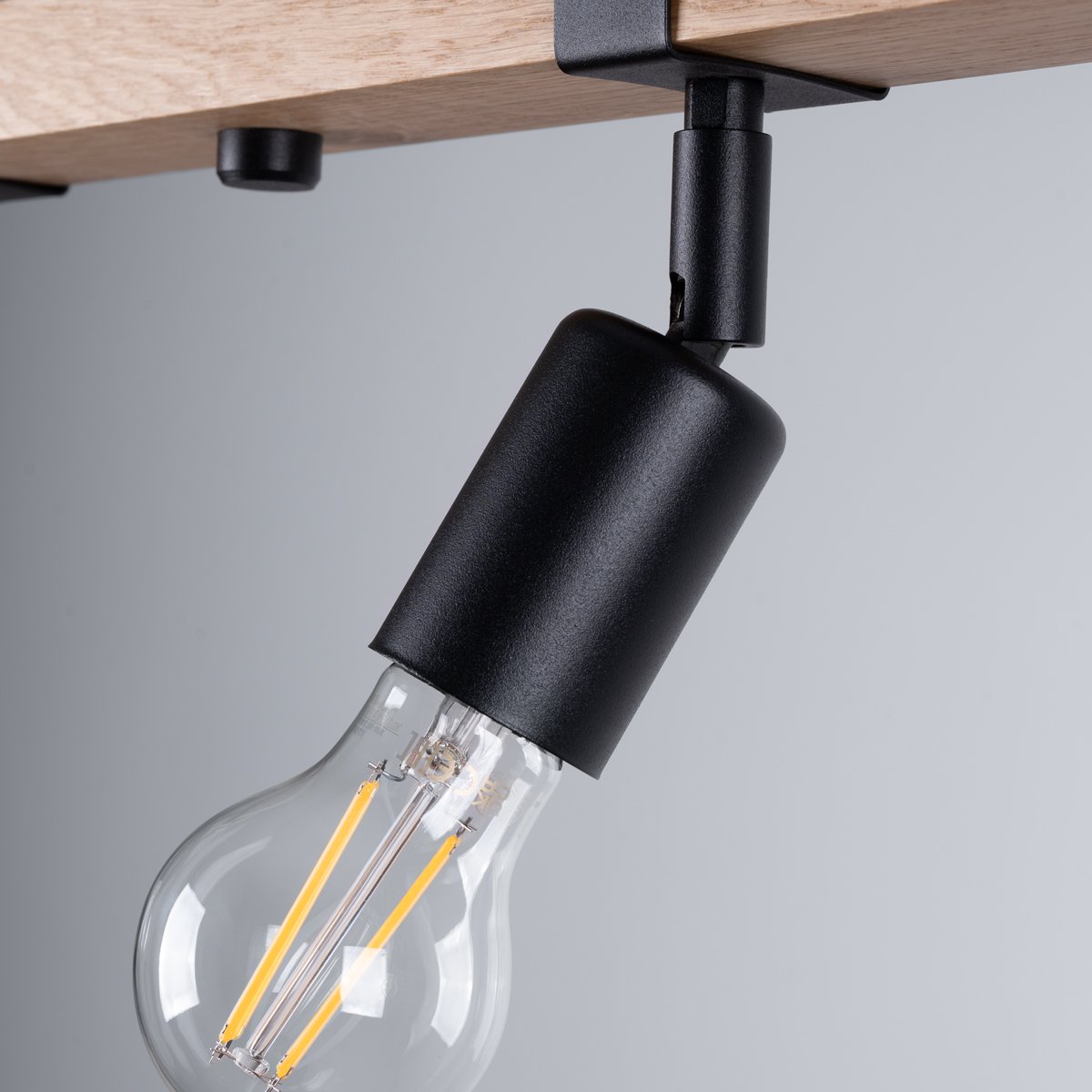 Plafonnier Acier Bois/Noir E27 4 Zuca marron, EDEN