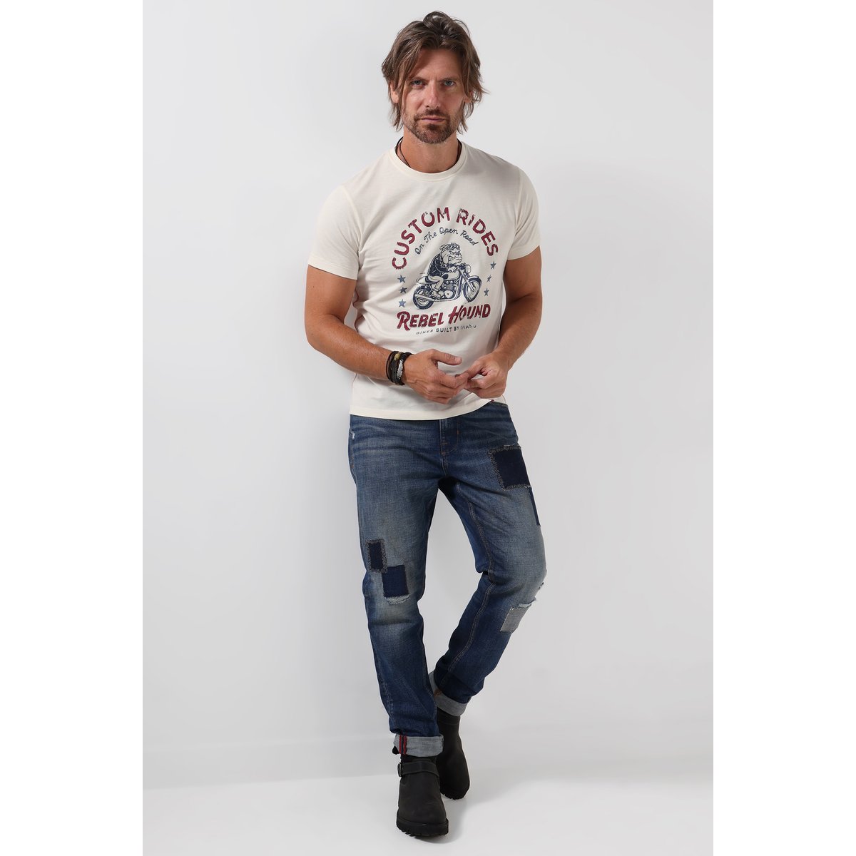 T-Shirt Chien Rebelle beige, JOE BROWNS
