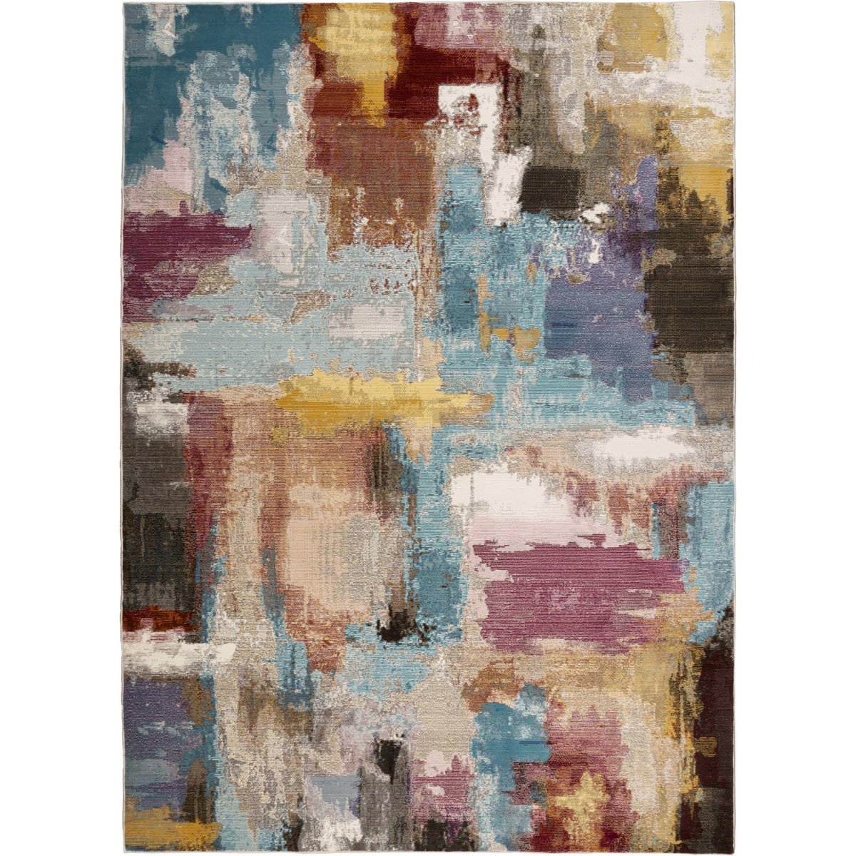 Tapis rectangulaire, Blazing star multicolore bleu ocre et prune, ARTE ESPINA