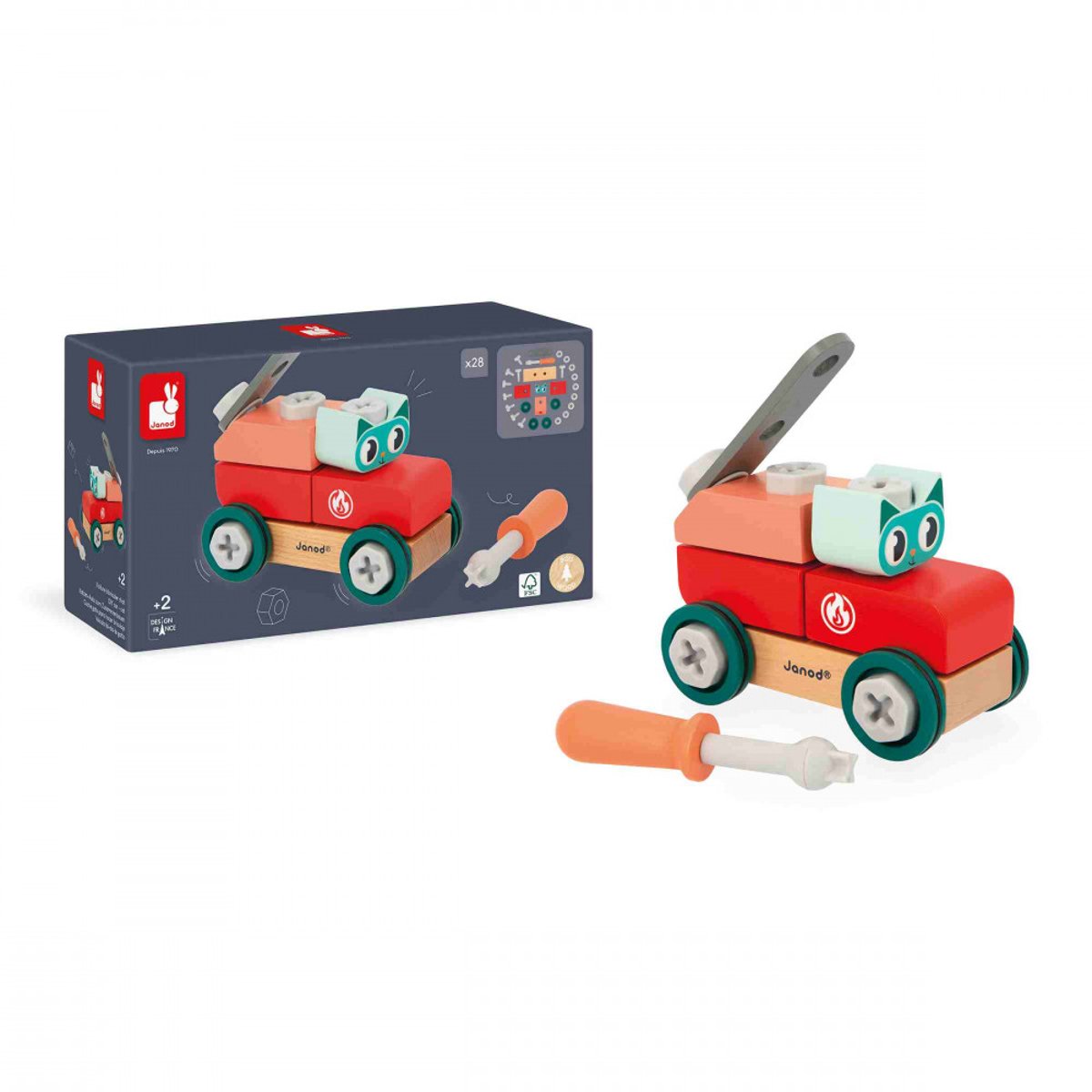 Jeu De Construction En Bois, Voiture À Bricoler multicolore, JANOD