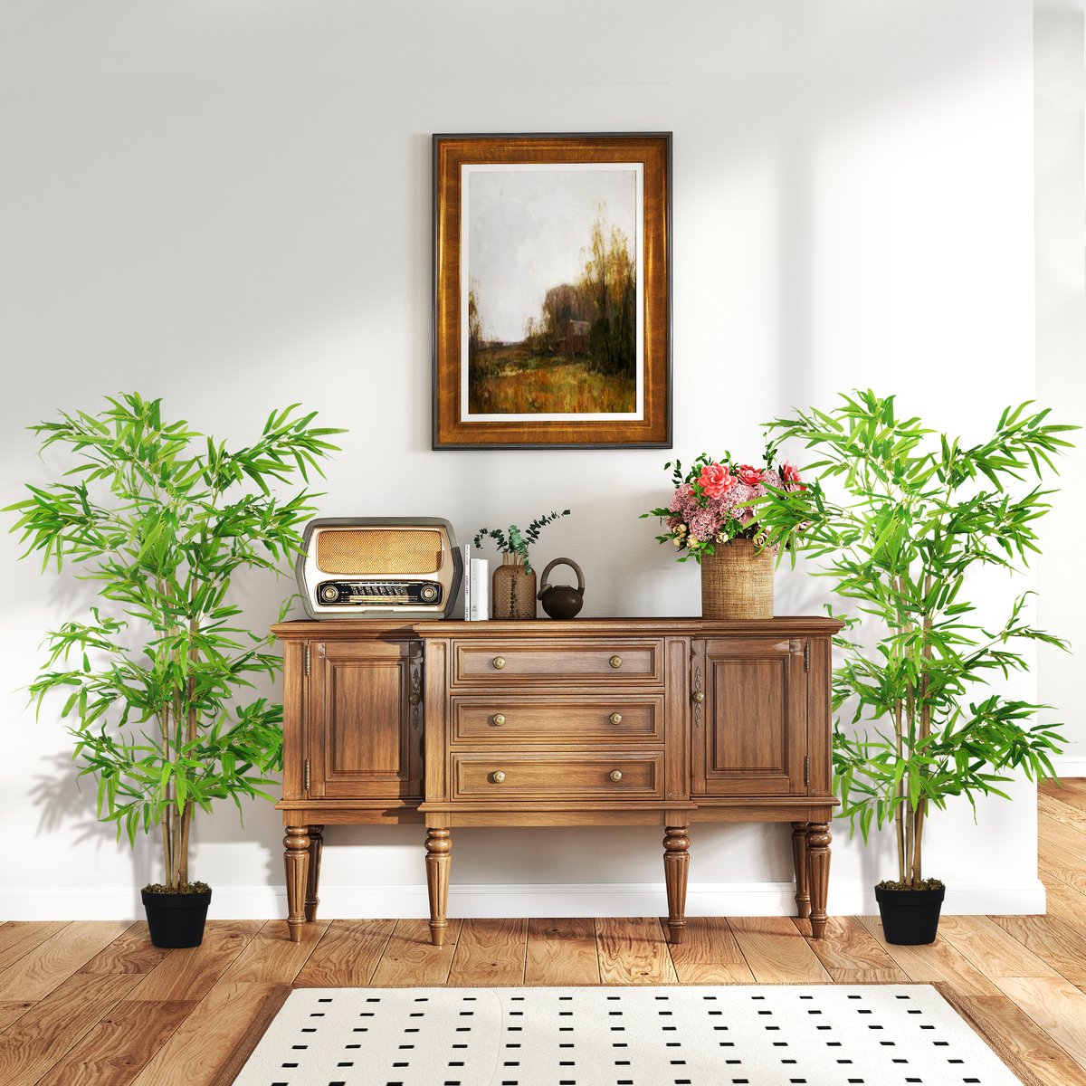 Bambou artificiel PE Vert vert, OUTSUNNY