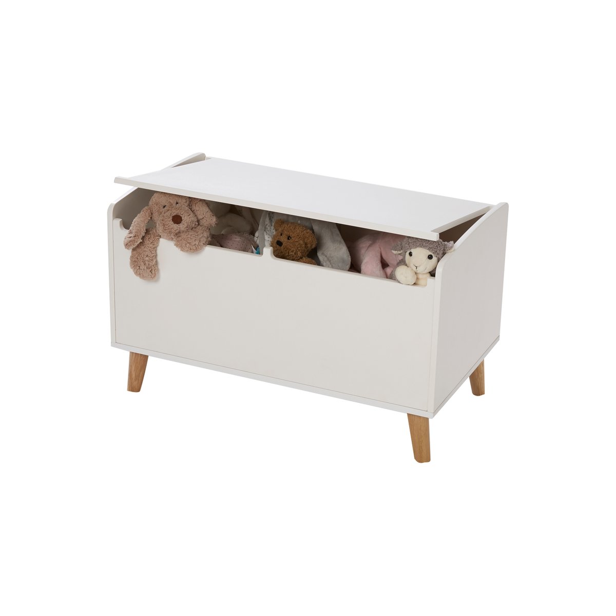 Coffre à jouets LIGNE CONFETTI blanc / bois, VERTBAUDET