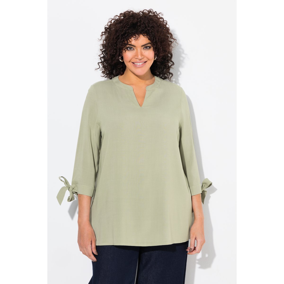 Blouse manches 3/4 avec rubans, coupe évasée esprit pastel, ULLA POPKEN