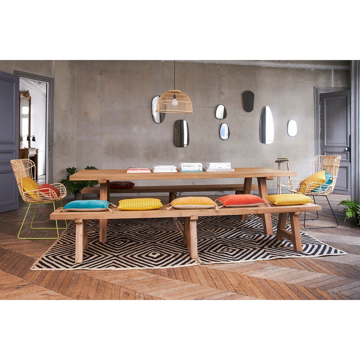 Banc en bois massif élégant pour extérieur - CANTANA beige, MATHI DESIGN