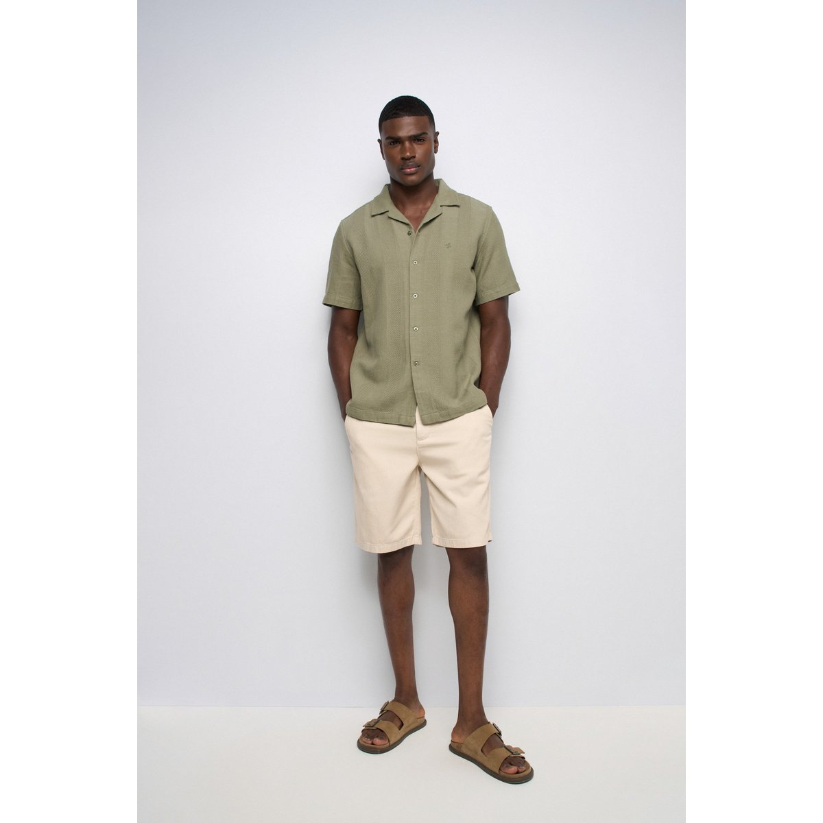 CHEMISE TEXTURÉE À MANCHES COURTES vert, SALSA JEANS