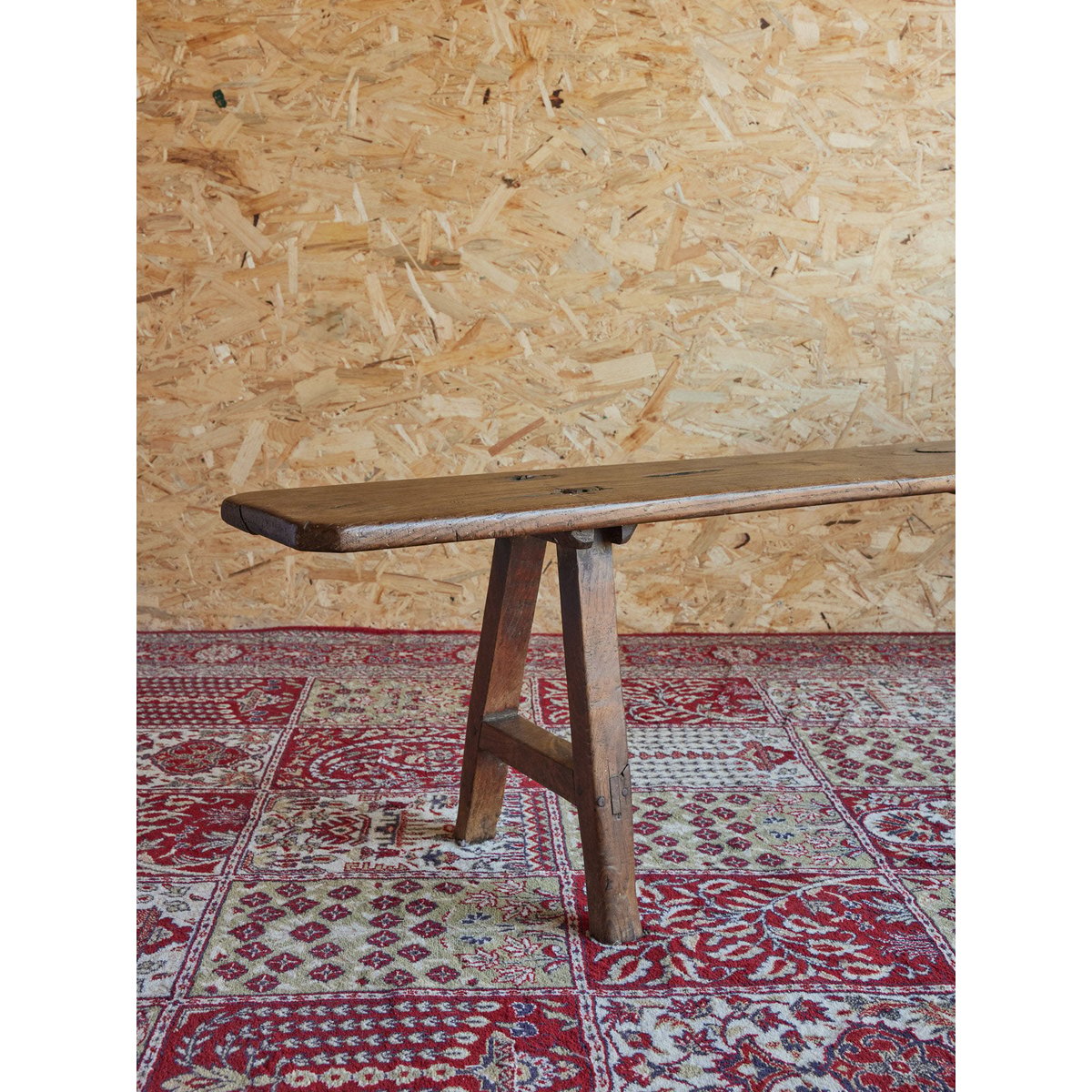 Banc de ferme en bois Antoine N°430 - Bon état bois clair, DEBONGOUT