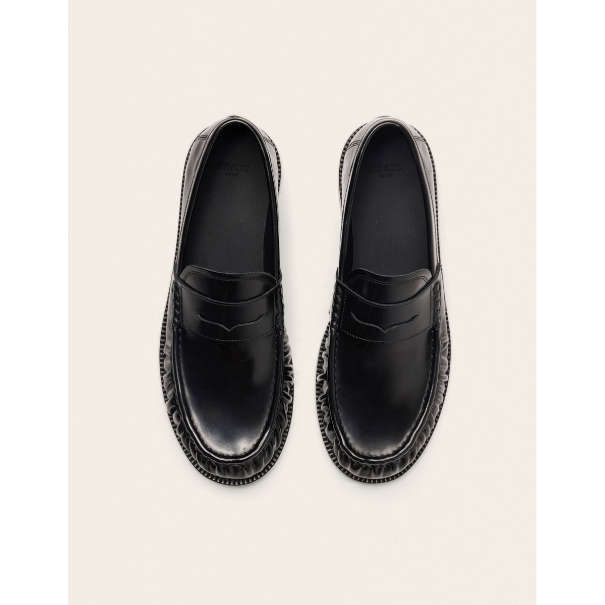 Mocassins OLIO cuir box noir, ODAJE