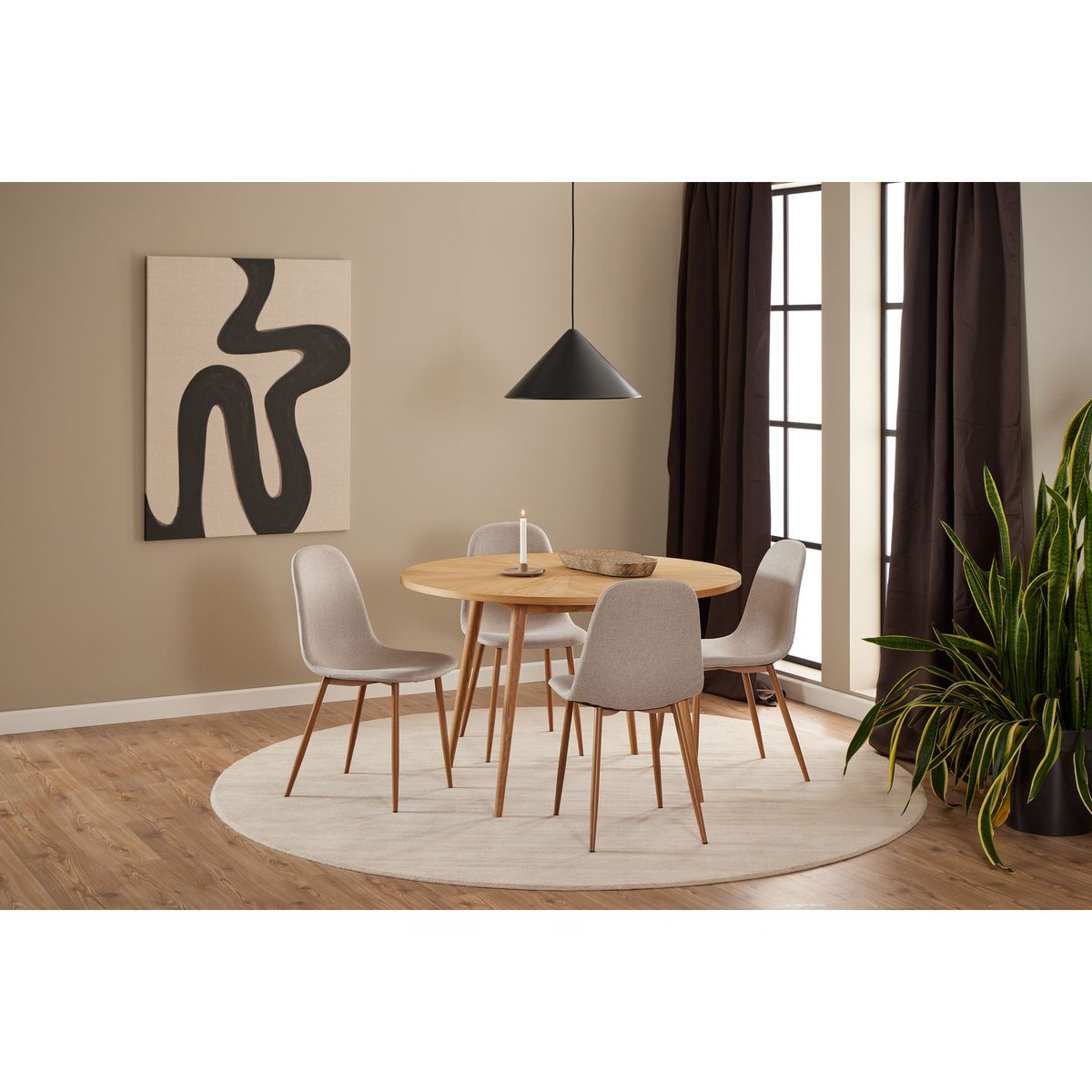 Lot de 4 chaises de salle à manger en tissu avec pieds en acier CLELIA beige, TOILINUX