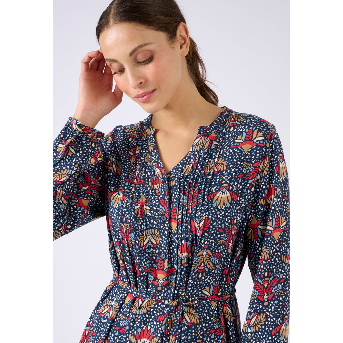 Robe pure viscose Lenzing(TM) EcoVero(TM) bleu marine végétal, DAMART