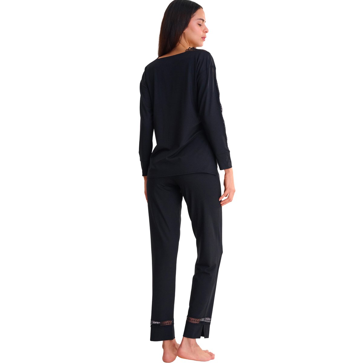 Pyjama pantalon top manches longues ADVENTURE noir, LISCA