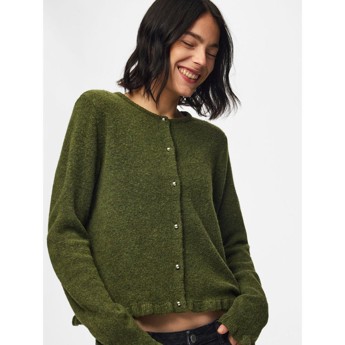 Cardigan En Maille jaune - sphagnum, PIECES