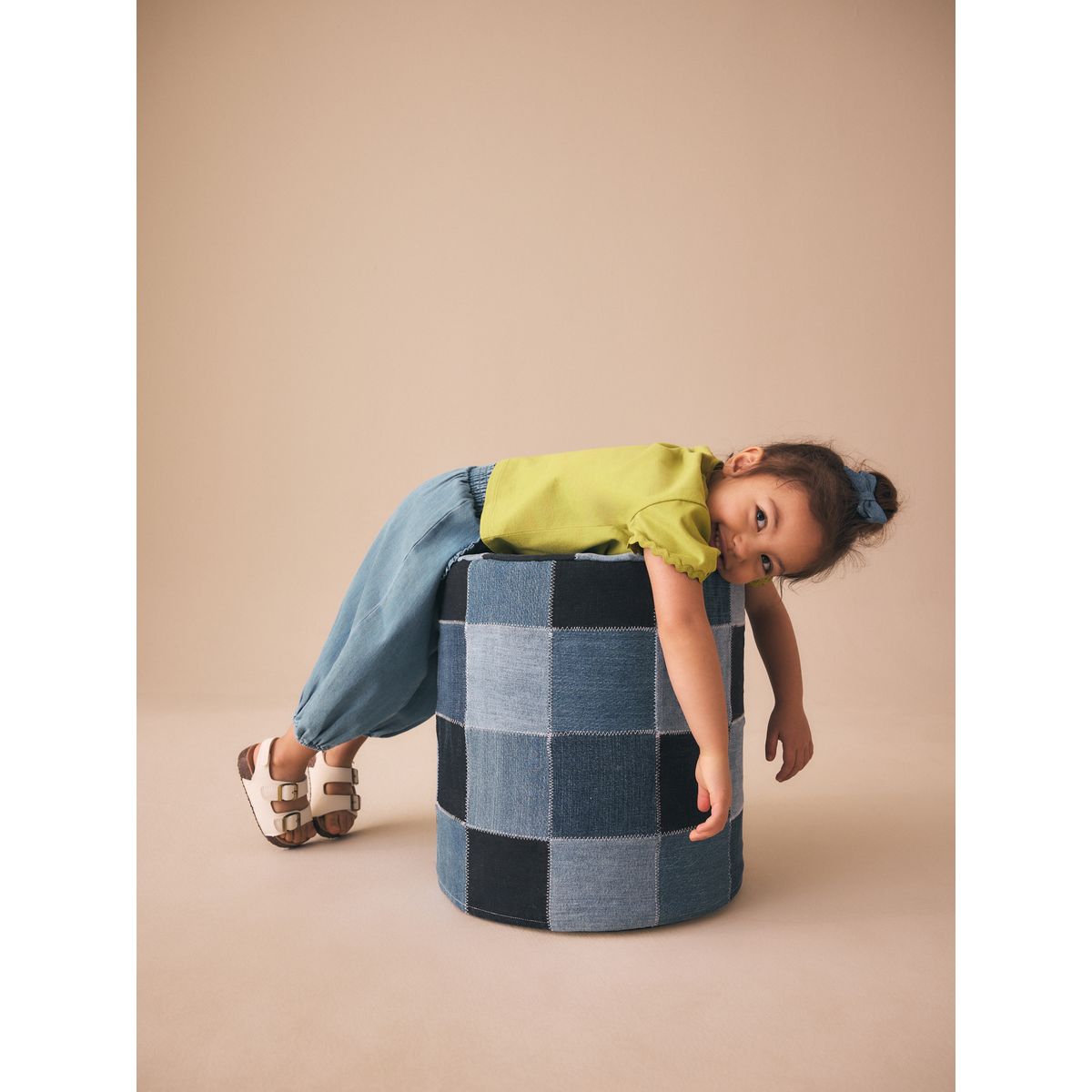 Pantalon à enfiler avec ourlets élastiques jean bleu moyen, NEXT
