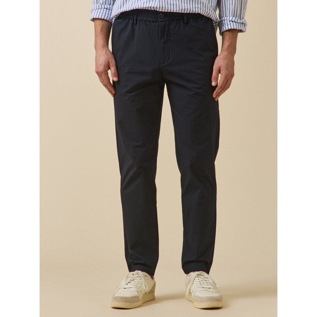 Pantalon taille élastiquée popeline craquante encre, CYRILLUS