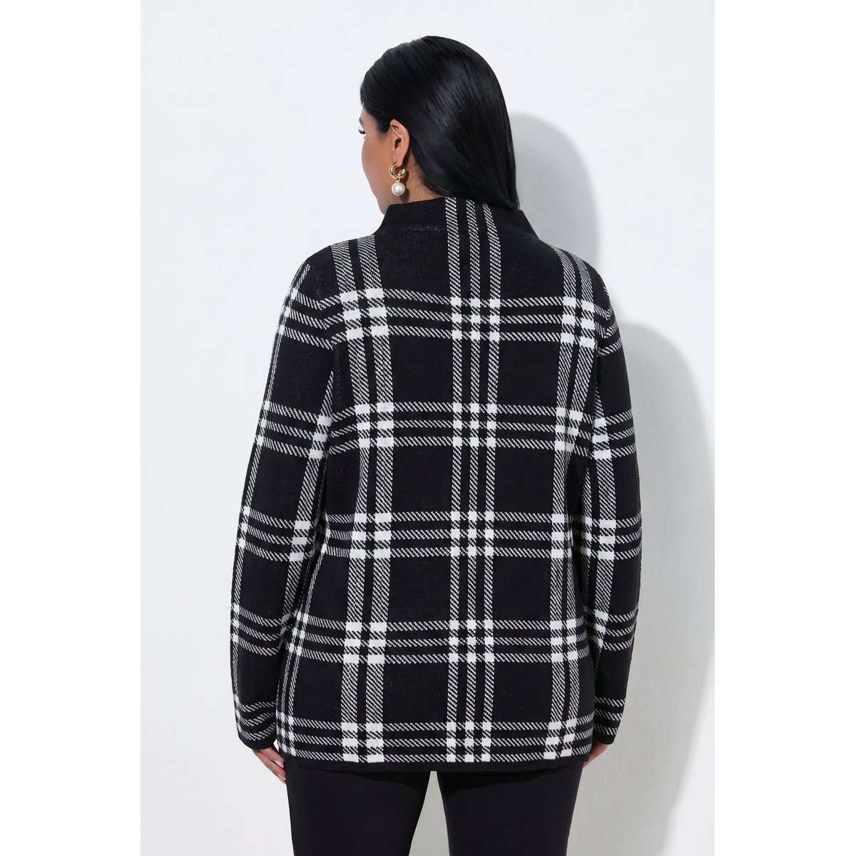 Pull à carreaux, effet scintillant noir, ULLA POPKEN