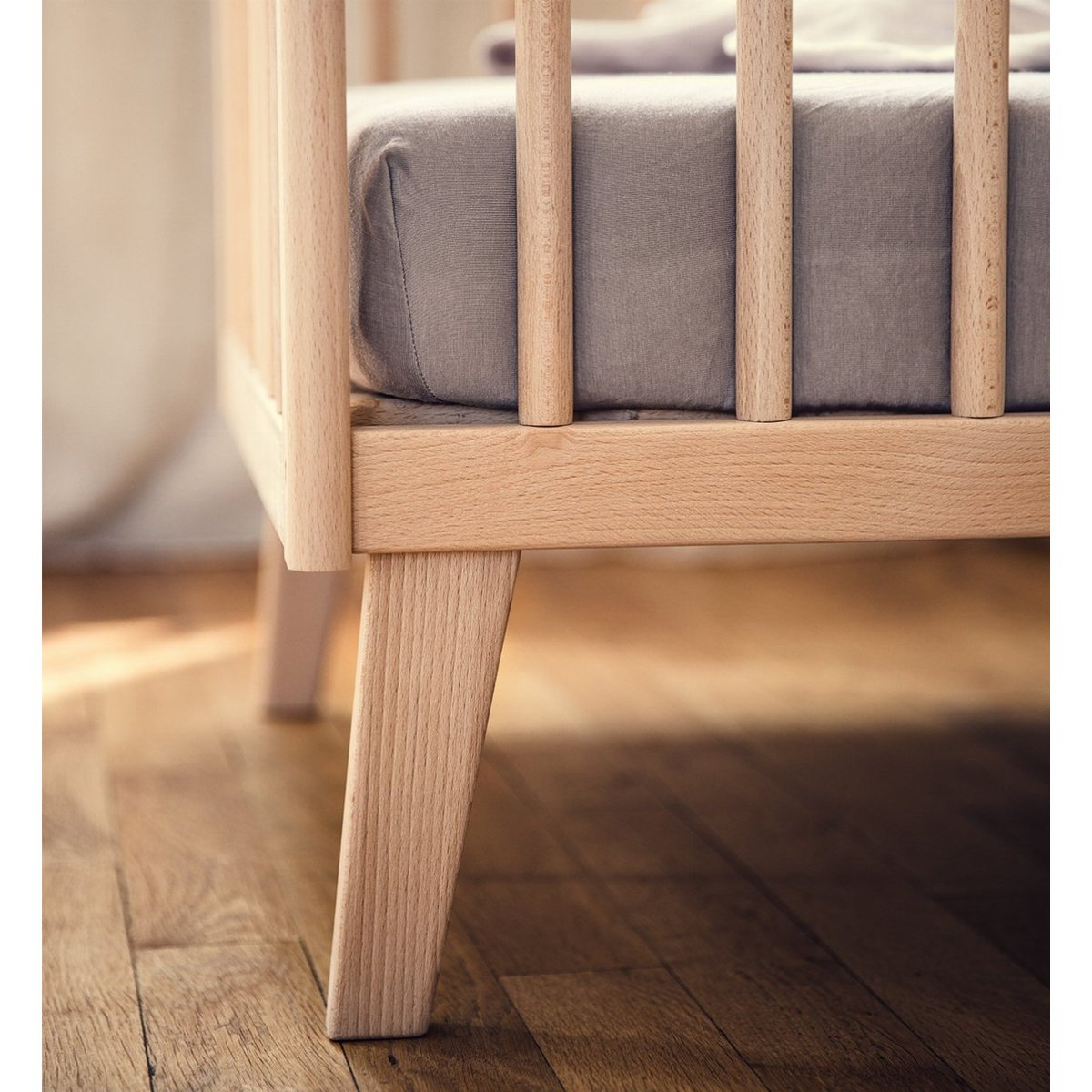 Lit bébé Turia à barreaux réglable 60x120 cm TURIA hêtre, KADOLIS