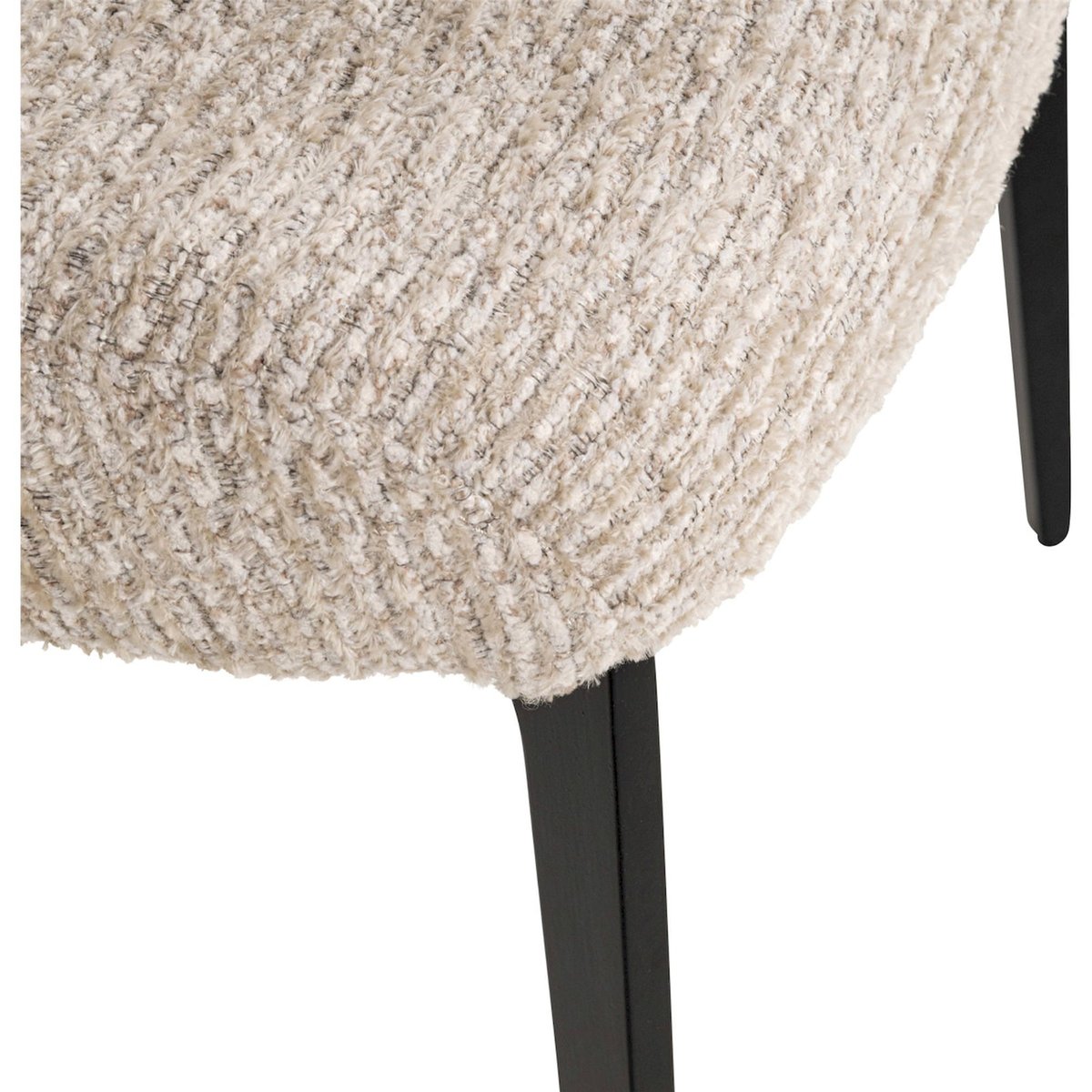 Chaise de salle à manger en fer et tissu beige naturel texturé, RECOLLECTION