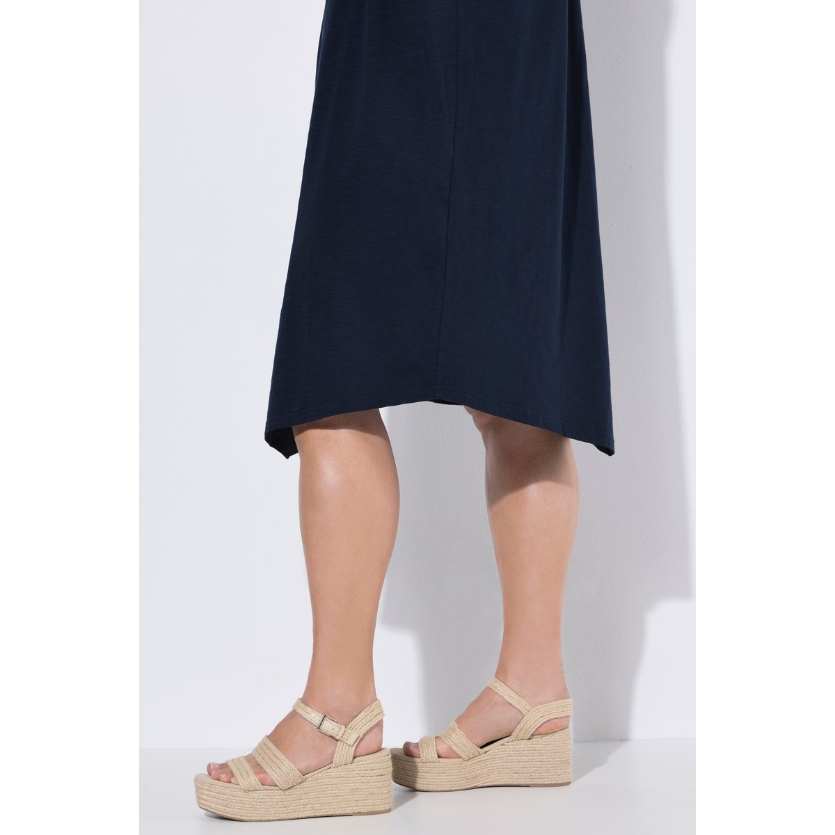 Robe midi en coton bio marine, ULLA POPKEN