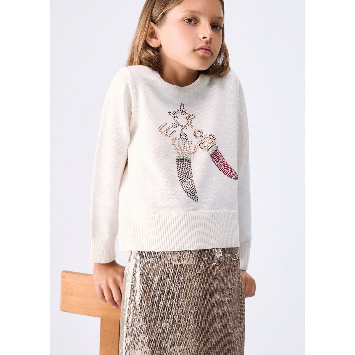 Maille en laine jacquard blanc, LIU JO