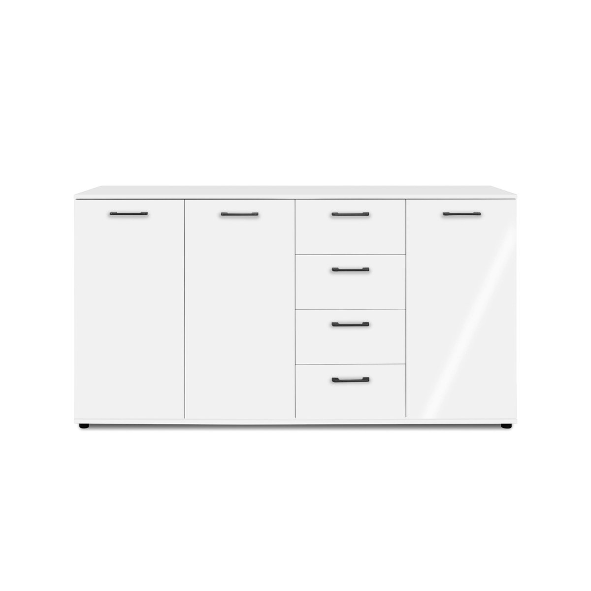 Buffet étroit blanc 3 portes 4 tiroirs ALVA blanc, PIER IMPORT